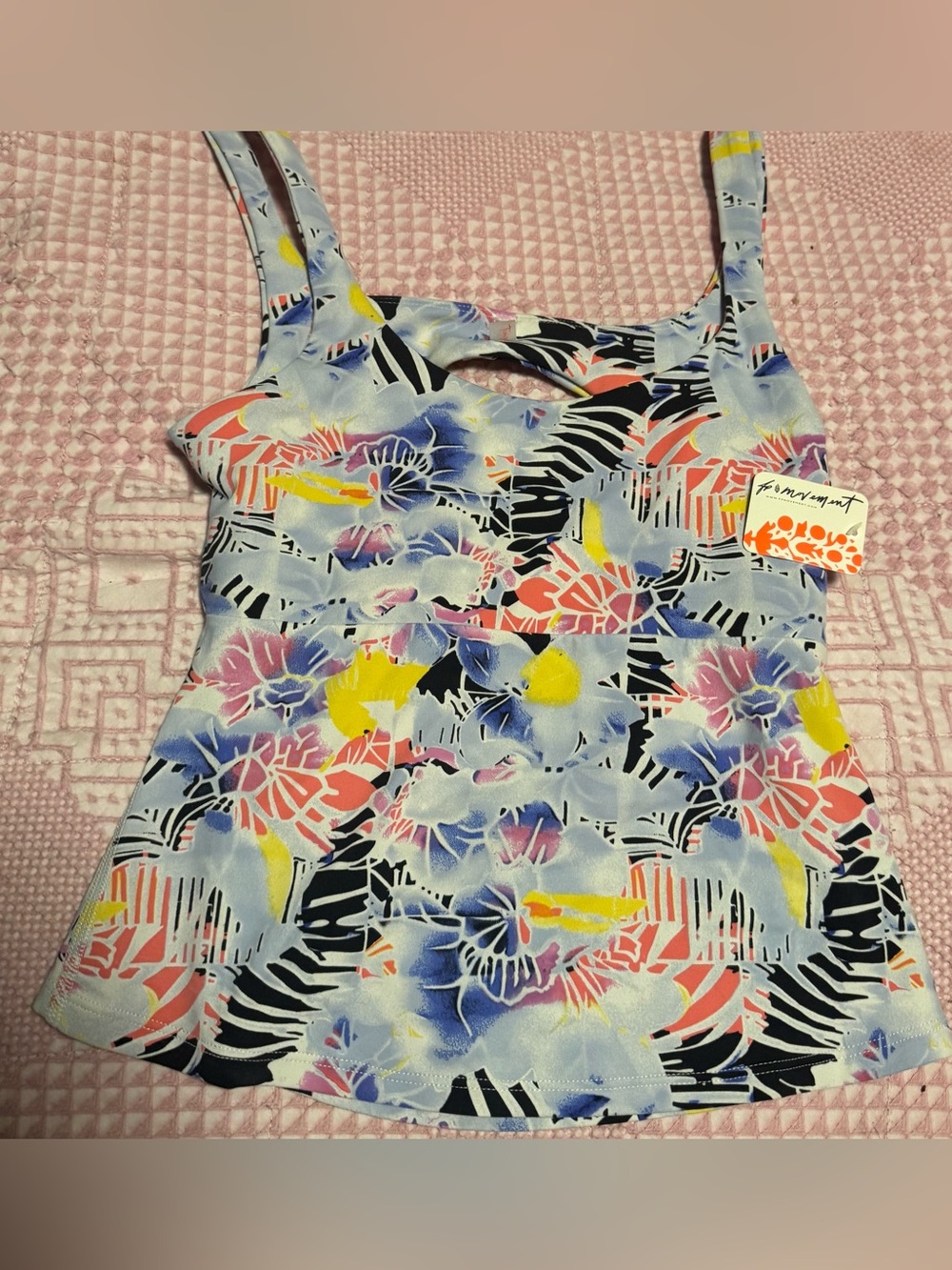 NWT Free People Movement Never Better Long Tank Top Mystic Floral Size Small